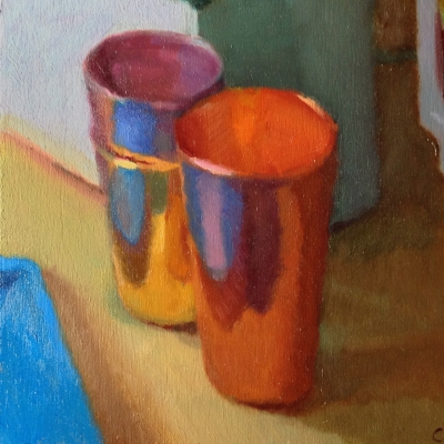 Color study painting of two cups