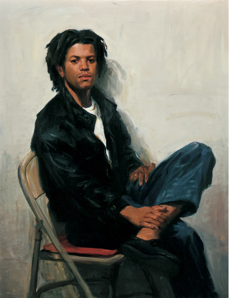 Painting of a man seated with his legs crossed