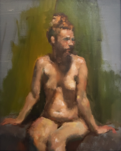 seated figure painting by mike ballezzi