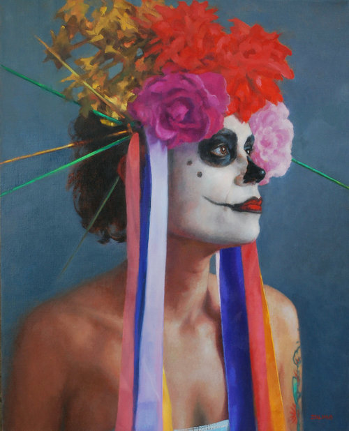 Painting of a Woman in "day of the dead" makeup