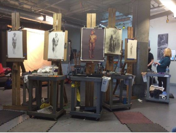 Image of artists working in the studio