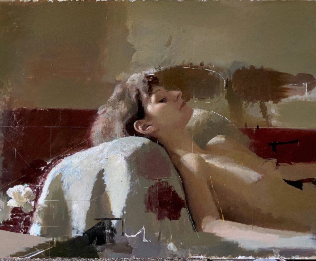 Painting of a nude woman lying down on a couch
