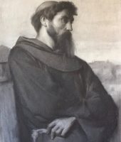 Charcoal drawing of a monk in a robe