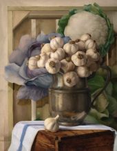 painting of garlic and cauliflower